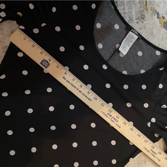 MSK Long Sleeve Black with White Polka Dot Dress Medium - Picture 6 of 6